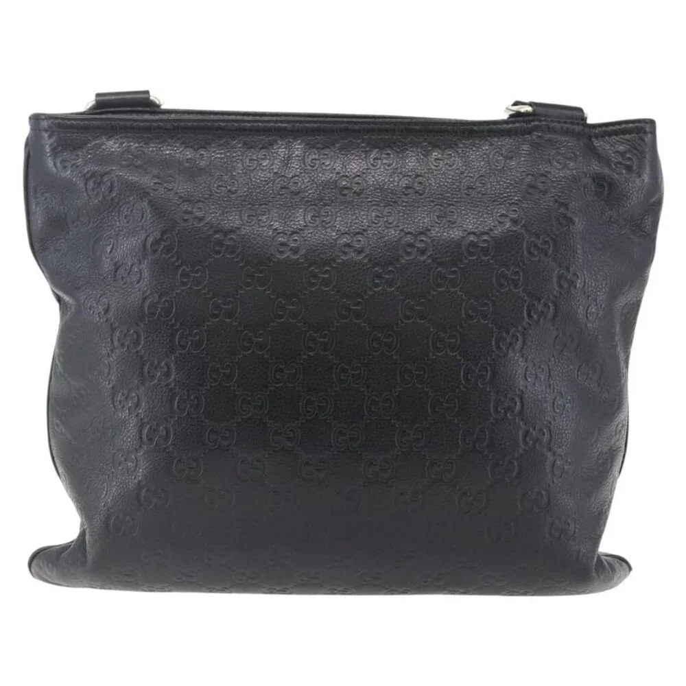 Authentic GUCCI GG Canvas Guccissima Shoulder Bag Leather Black Gold 201446 - Picture 9 of 16